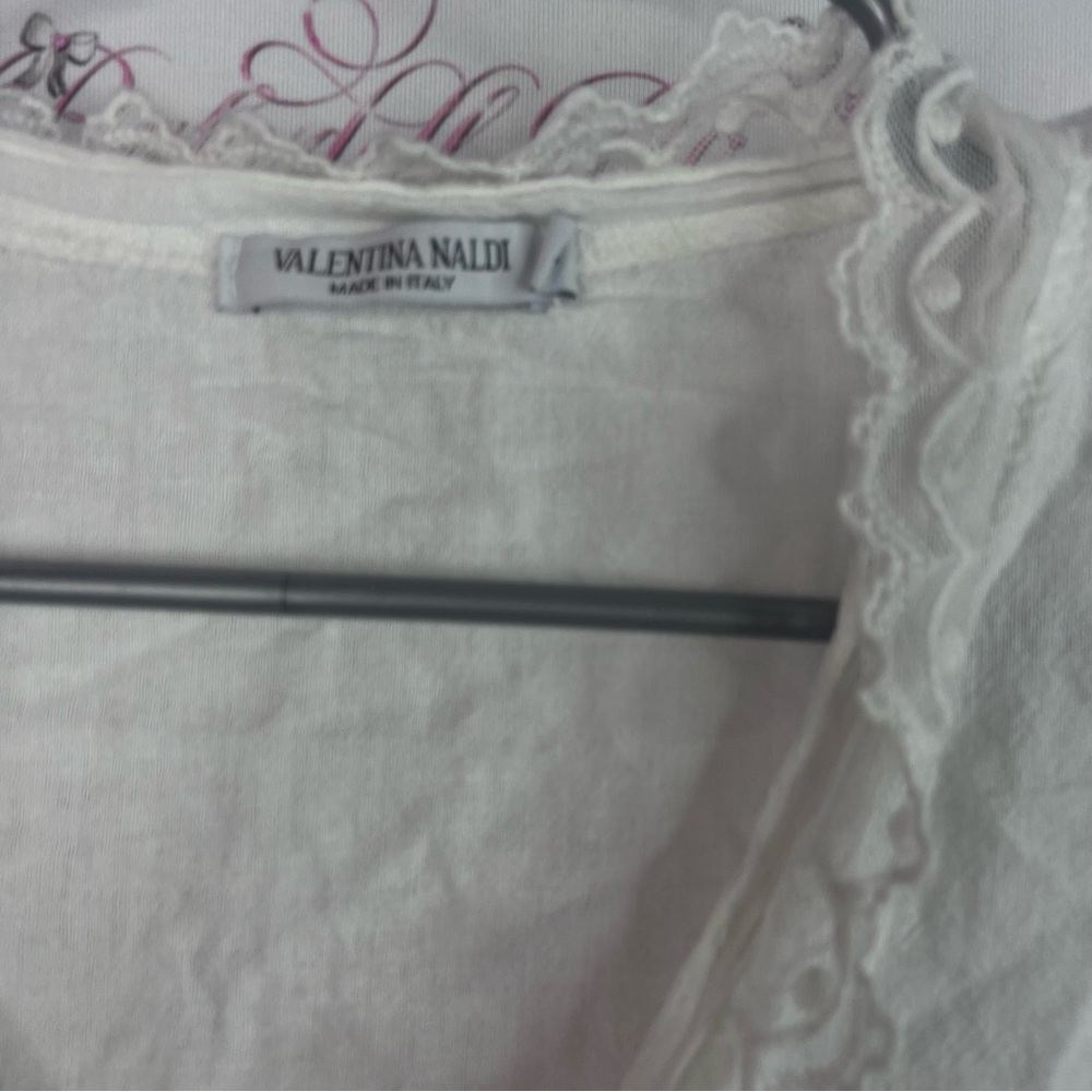 Valentina Naldi Italy tshirt Lacie Chic White Lace-Trimmed Women's Blouse - Picture 5 of 9